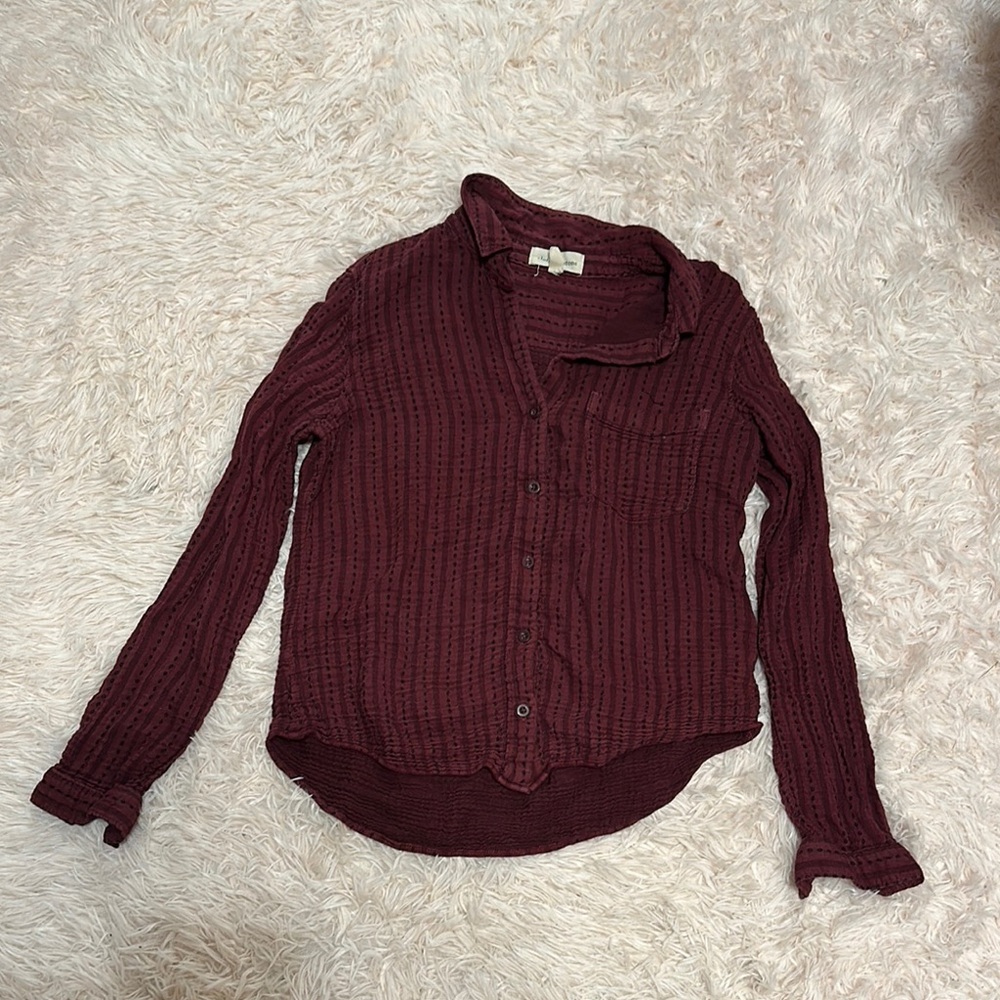 Anthropologie Cloth & Stone Maroon Textured Shirt